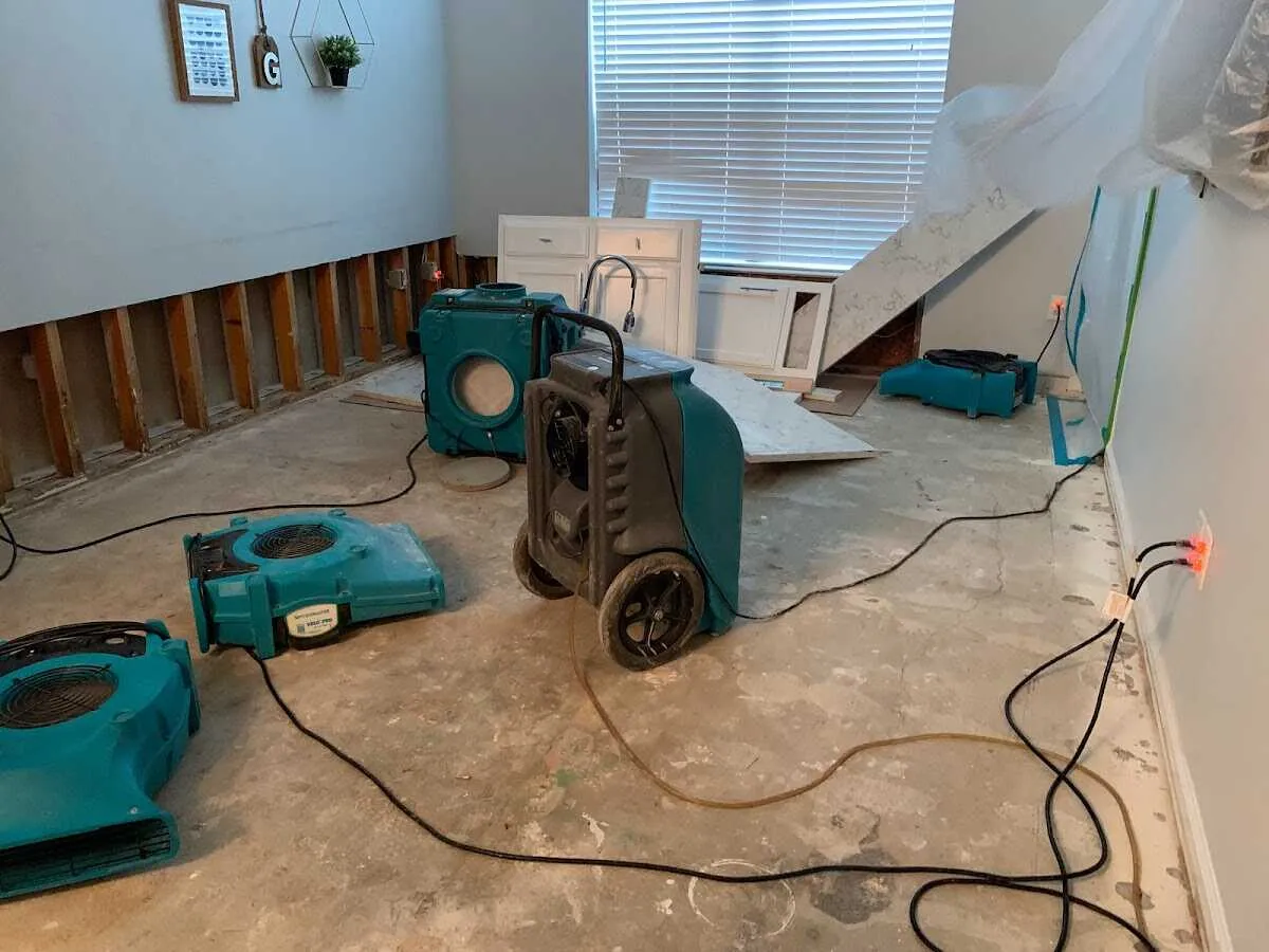 Dehumidifier in flood-cut room for Water Damage Restoration in Alhambra
