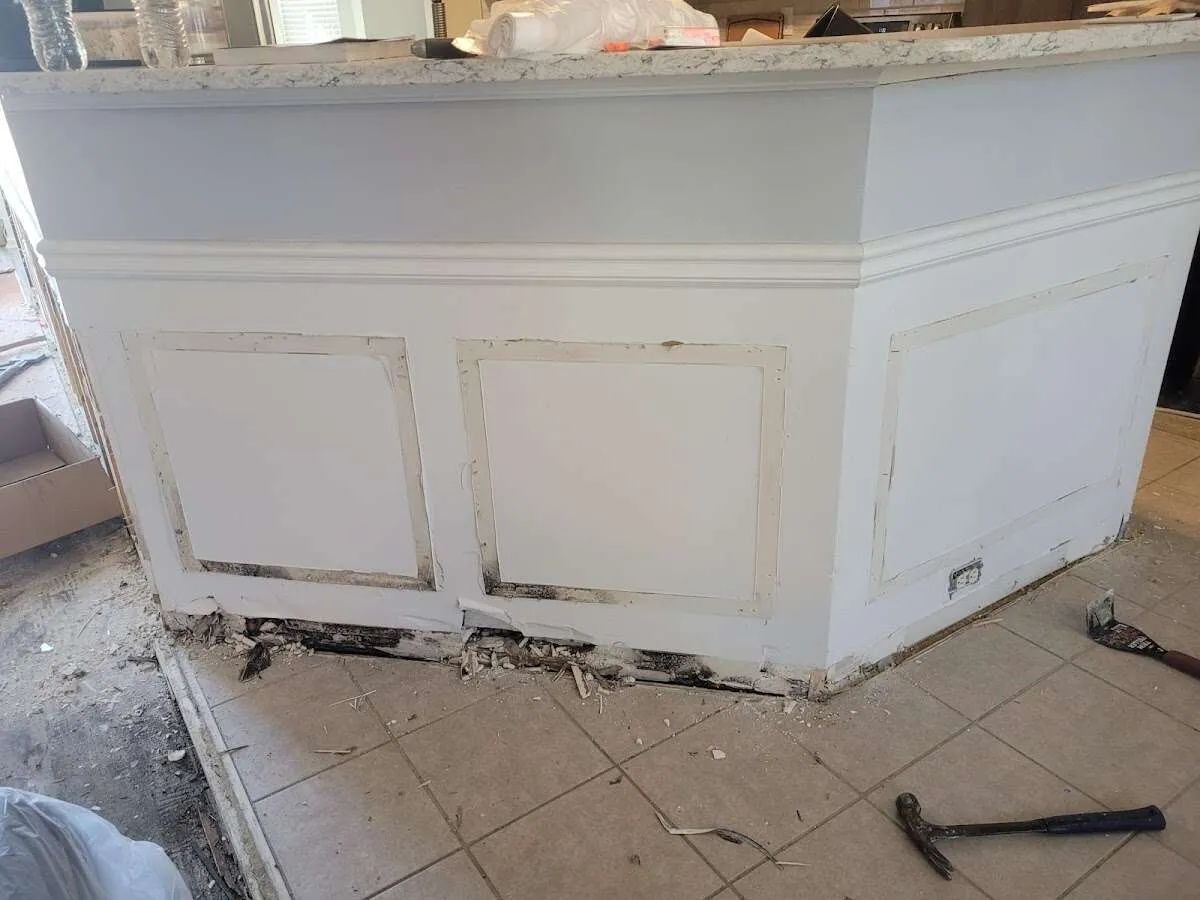 Water damage and mold on kitchen during Storm Damage Restoration in Alhambra